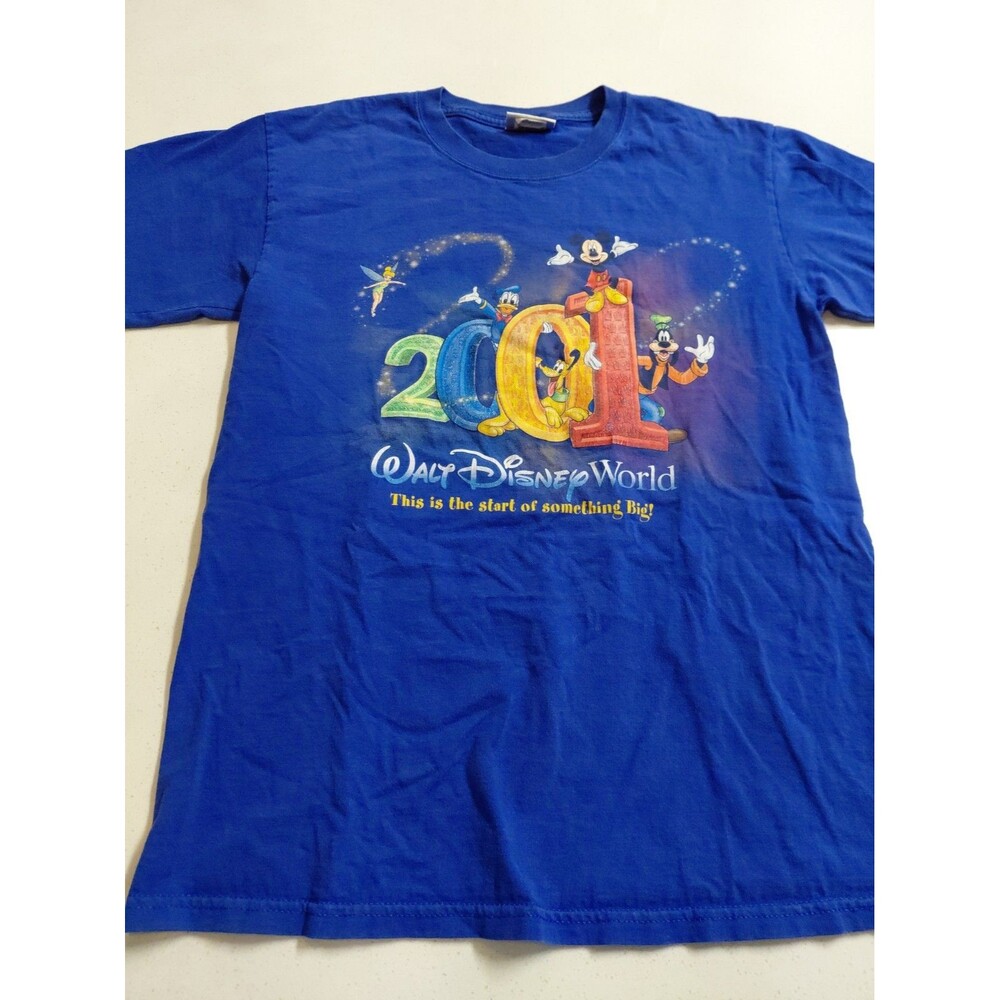 Walt Disney World 2001 Blue Graphic T-Shirt Men's Small Start of Something Big!